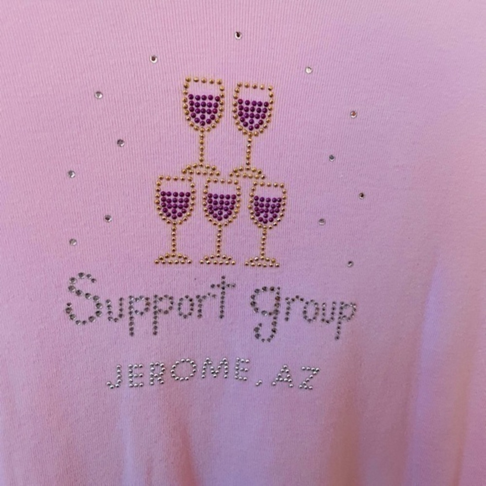 Wine themed pink top with bling